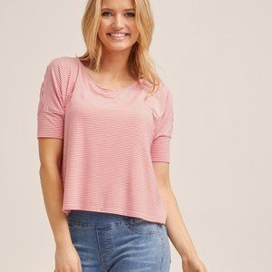 Peachymama Red Stripe Nursing Boxy Tee